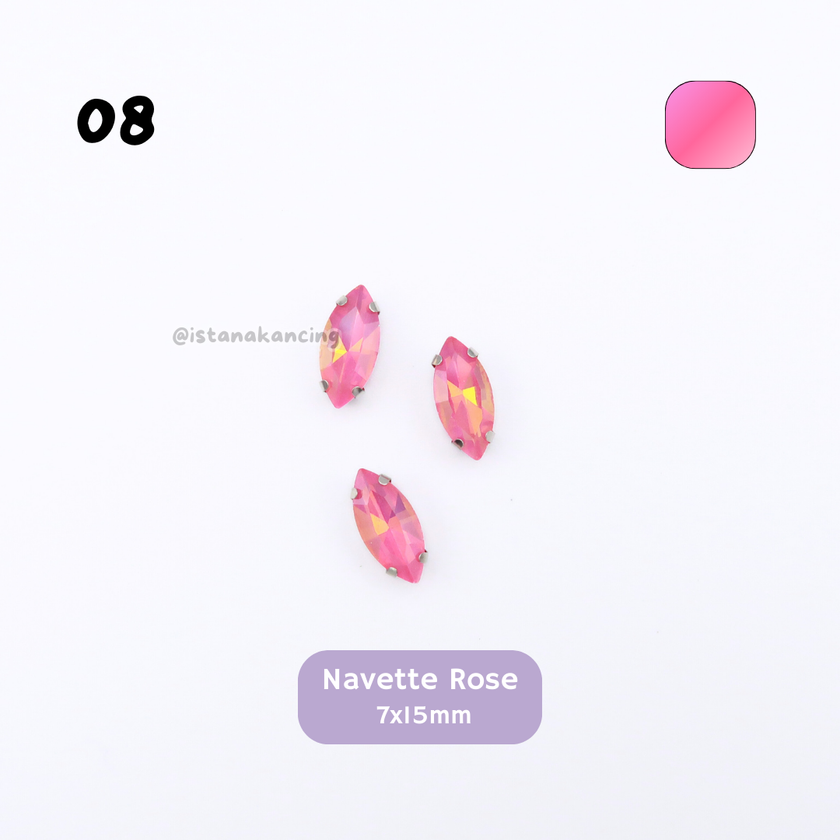 Pengaturan Cakar Kristal Pastel Navette 7x15mm