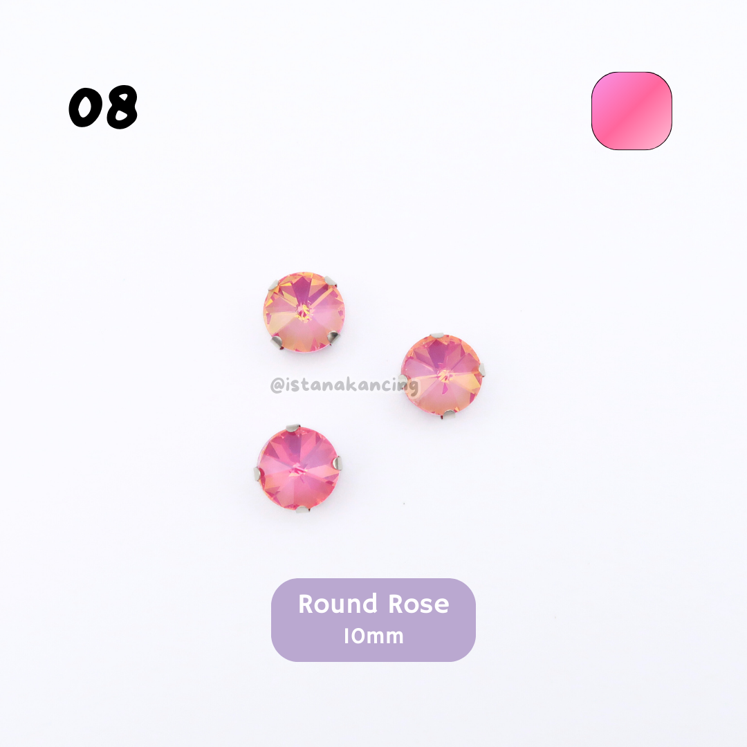Round Pastel Crystal Claw Setting 10mm