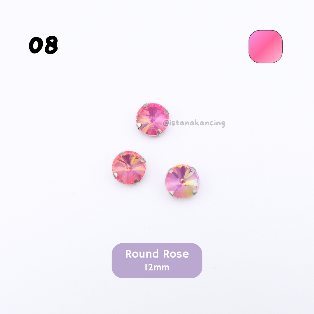 Round Pastel Crystal Claw Setting 12mm