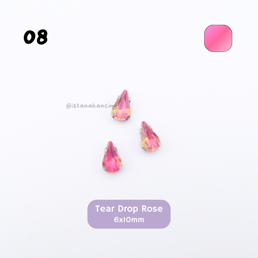 Tear Drop Pastel Crystal Claw Setting 6x10mm