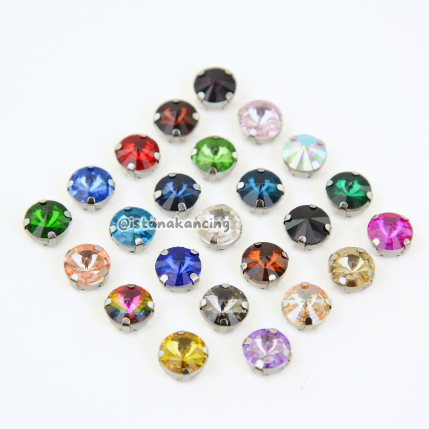 Round 10mm Rhinestone Kristal Cangkang