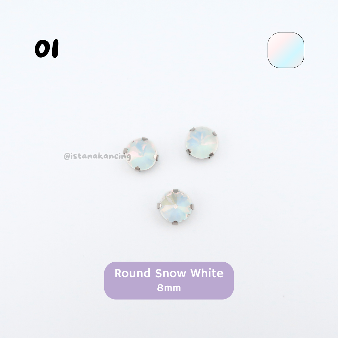 Round Pastel Crystal Claw Setting 8mm