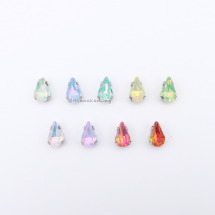 Tear Drop Pastel Crystal Claw Setting 6x10mm