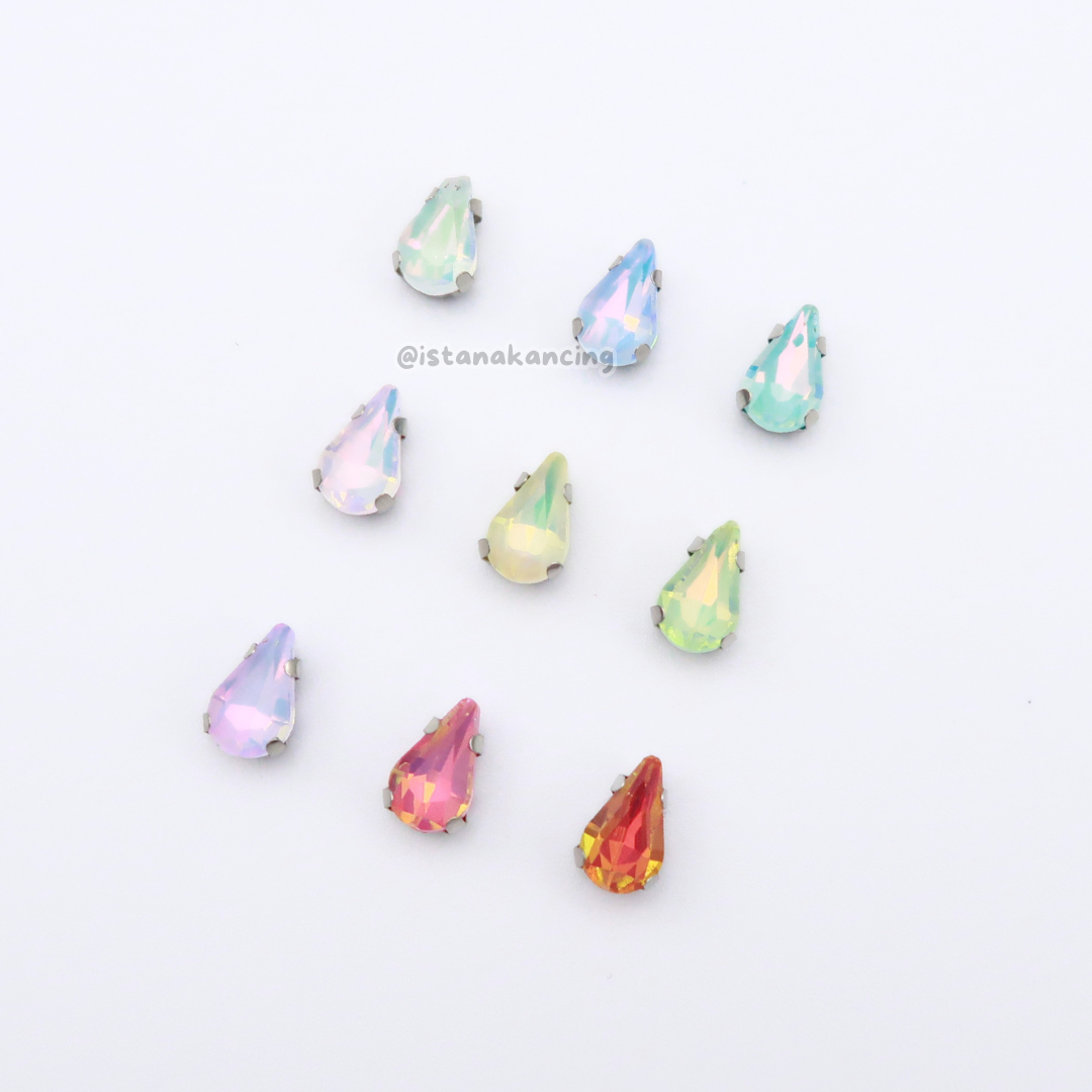 Tear Drop Pastel Crystal Claw Setting 6x10mm
