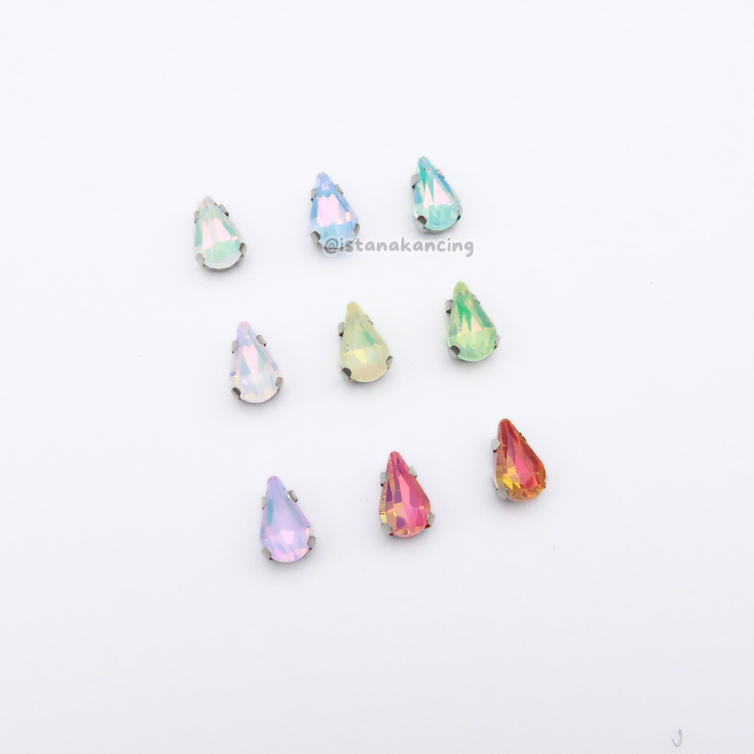 Tear Drop Pastel Crystal Claw Setting 6x10mm