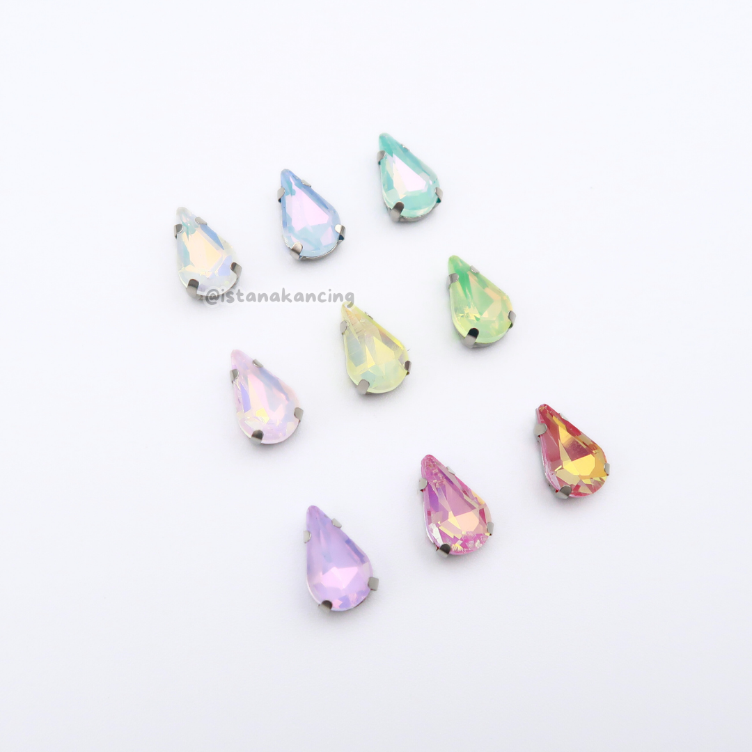 Tear Drop Pastel Crystal Claw Setting 8x13mm