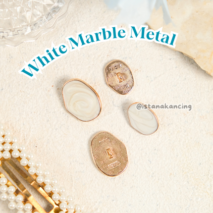 White Marble Metal Button