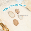 White Marble Metal Button