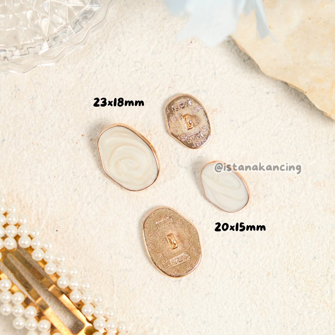 White Marble Metal Button
