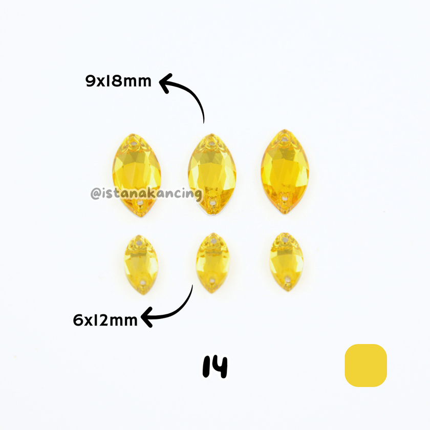 Kancing Kristal Jahit Navette