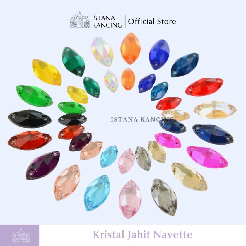 Kancing Kristal Jahit Navette