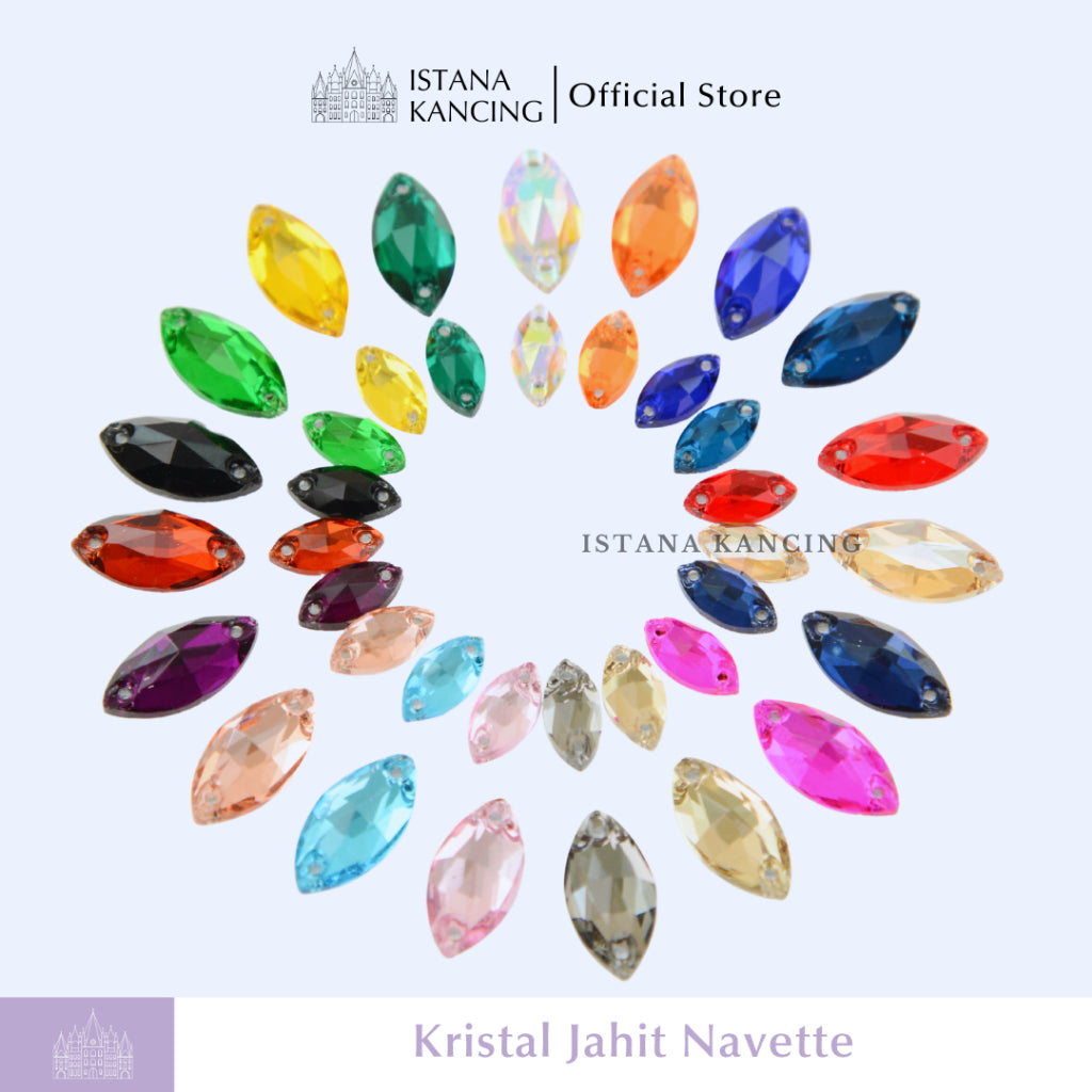Kancing Kristal Jahit Navette