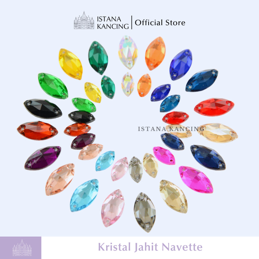 Kancing Kristal Jahit Navette