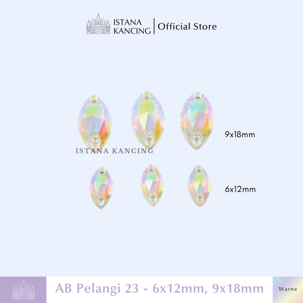 Kancing Kristal Jahit Navette