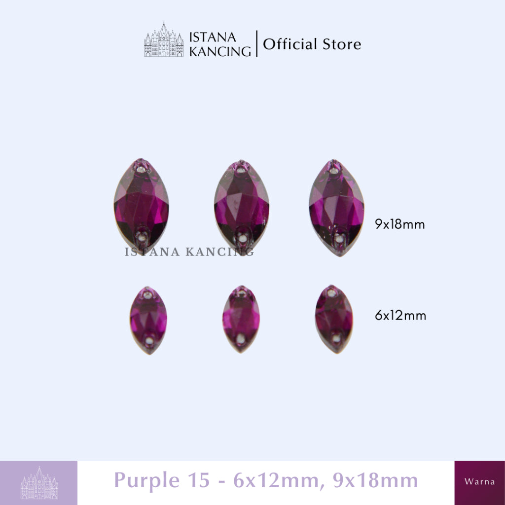 Kancing Kristal Jahit Navette