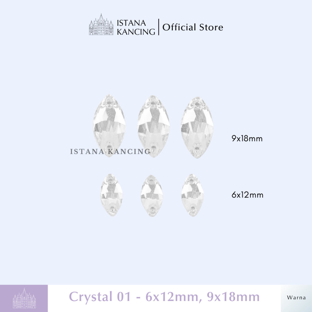Kancing Kristal Jahit Navette