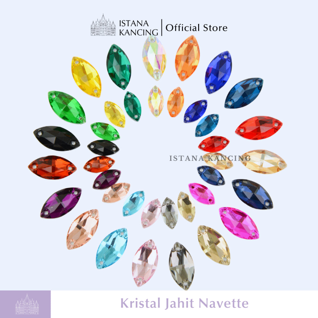 Kancing Kristal Jahit Navette