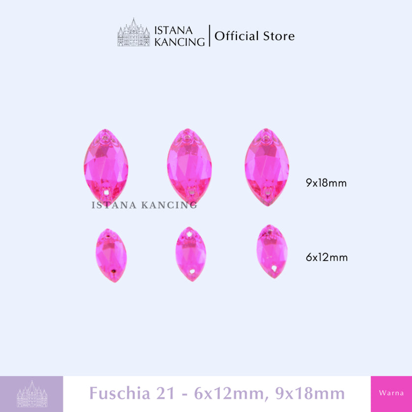 Kancing Kristal Jahit Navette