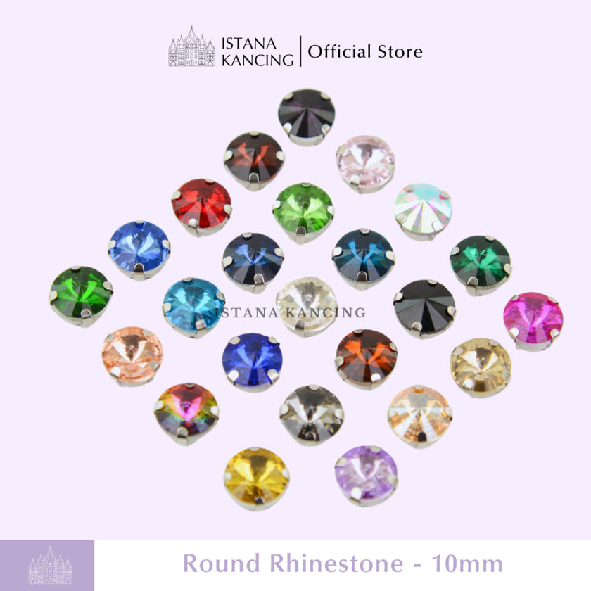 Round 10mm Rhinestone Kristal Cangkang