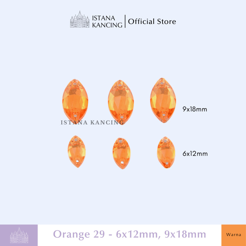 Kancing Kristal Jahit Navette