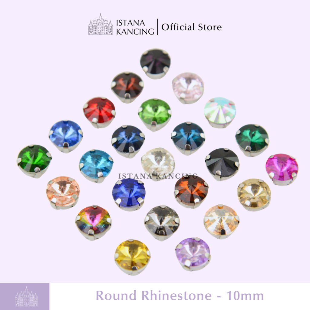 Round 10mm Rhinestone Kristal Cangkang