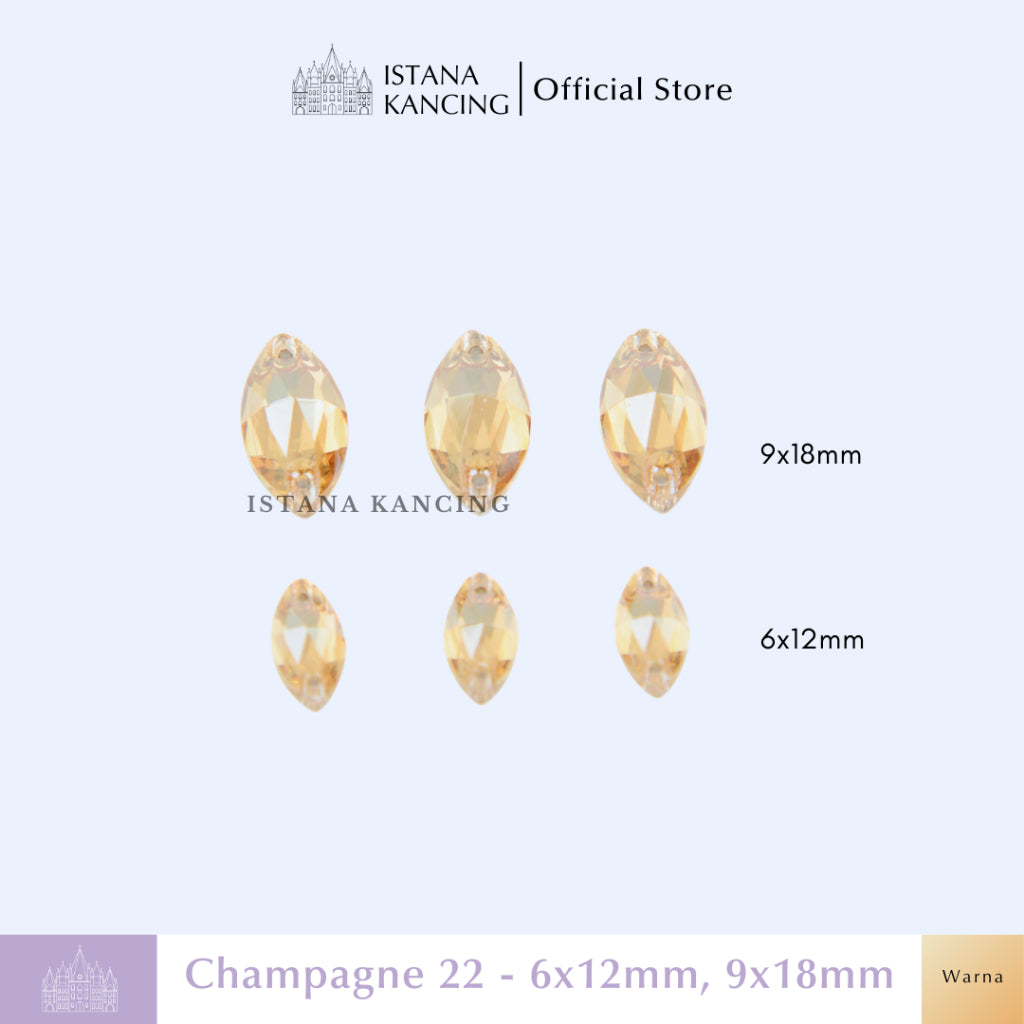 Kancing Kristal Jahit Navette