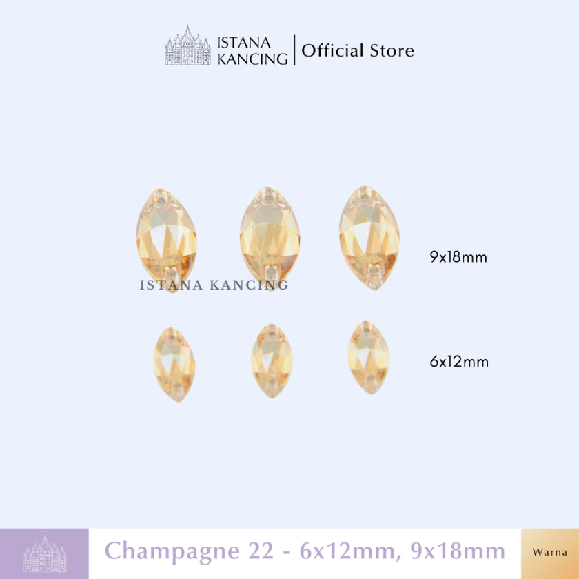 Kancing Kristal Jahit Navette