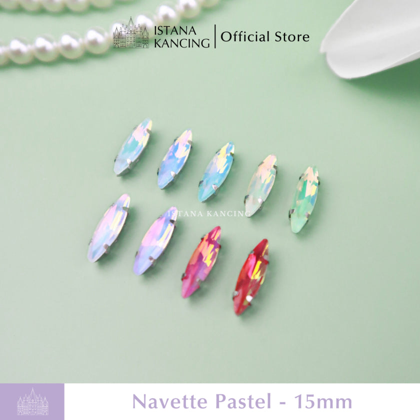 Pengaturan Cakar Kristal Pastel Navette 15mm