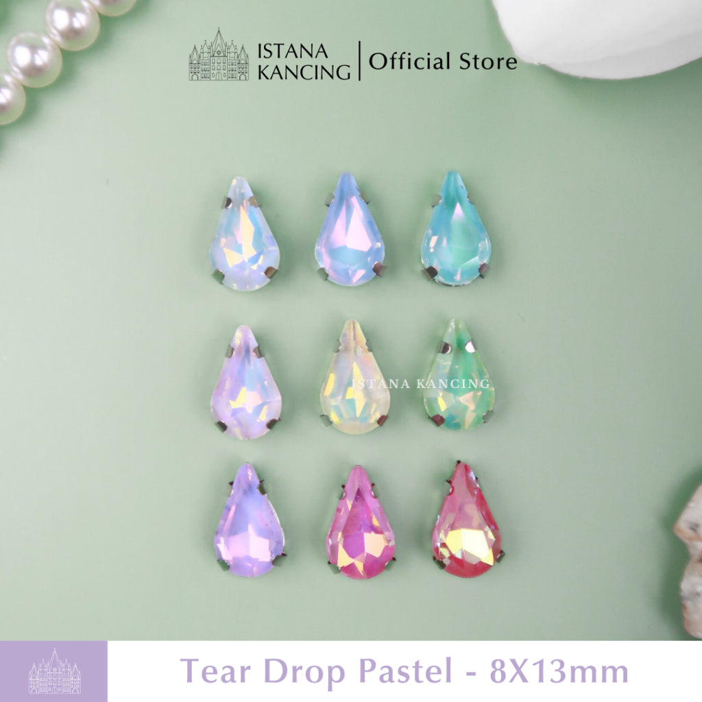 Tear Drop Pastel Crystal Claw Setting 8x13mm