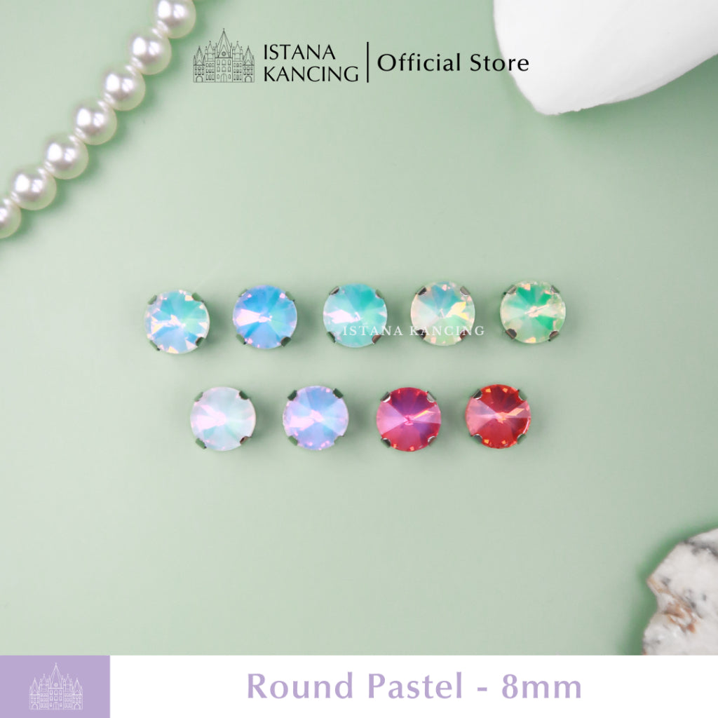 Pengaturan Cakar Kristal Pastel Bulat 8mm