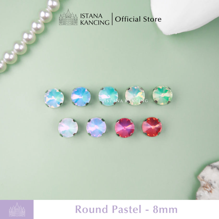Pengaturan Cakar Kristal Pastel Bulat 8mm