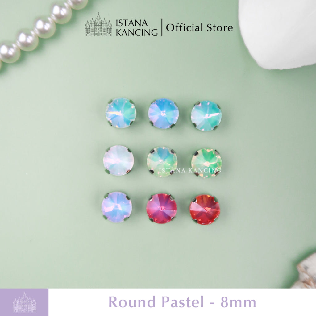 Pengaturan Cakar Kristal Pastel Bulat 8mm