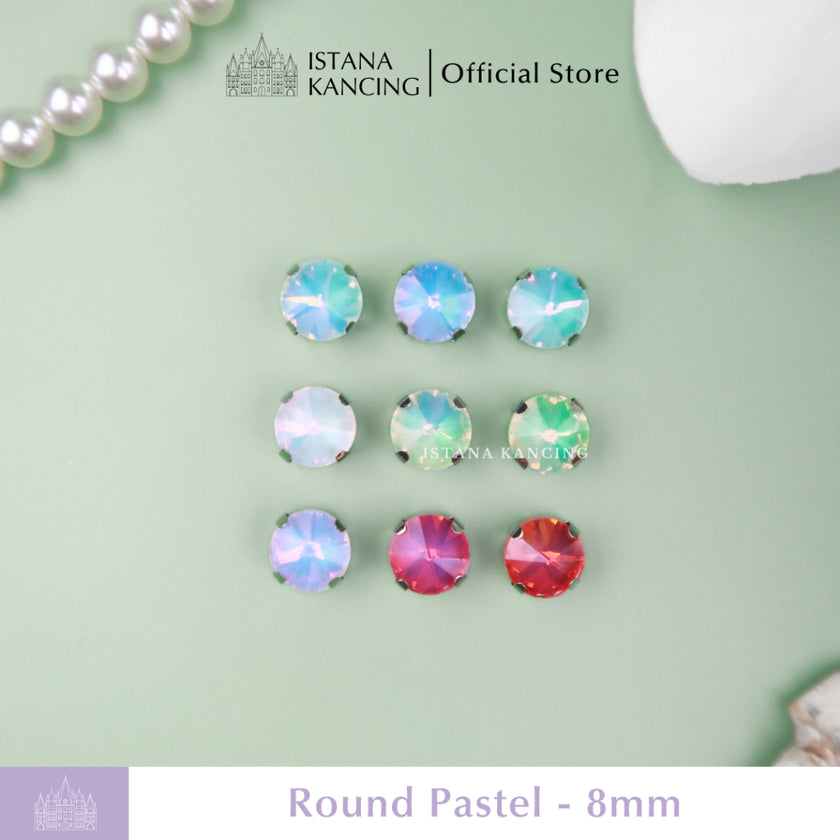 Pengaturan Cakar Kristal Pastel Bulat 8mm