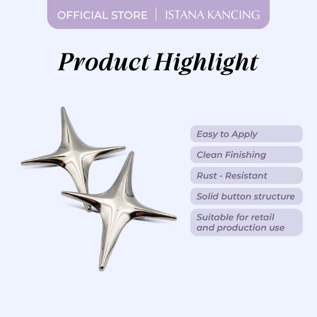Bros Wanita Alpha Bintang Silver 64mm Mewah Premium Elegan Hijaber Kantoran Pria Wanita ISTANA KANCING