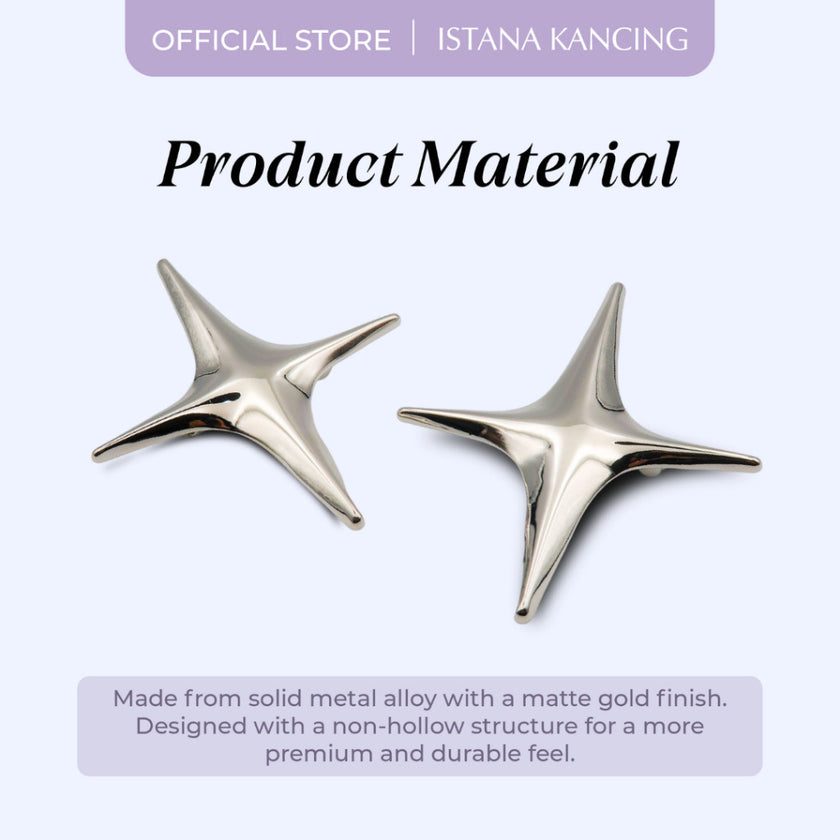 Bros Wanita Alpha Bintang Silver 64mm Mewah Premium Elegan Hijaber Kantoran Pria Wanita ISTANA KANCING