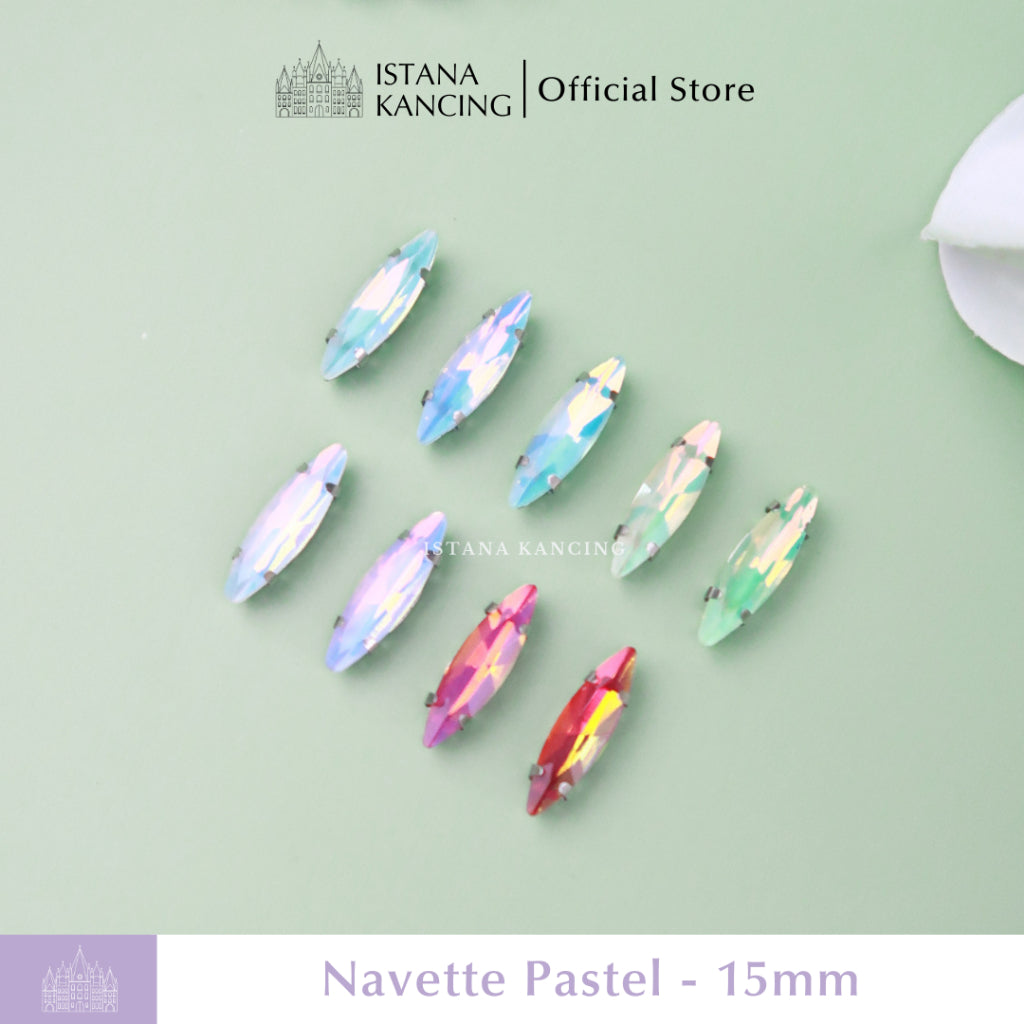 Pengaturan Cakar Kristal Pastel Navette 15mm