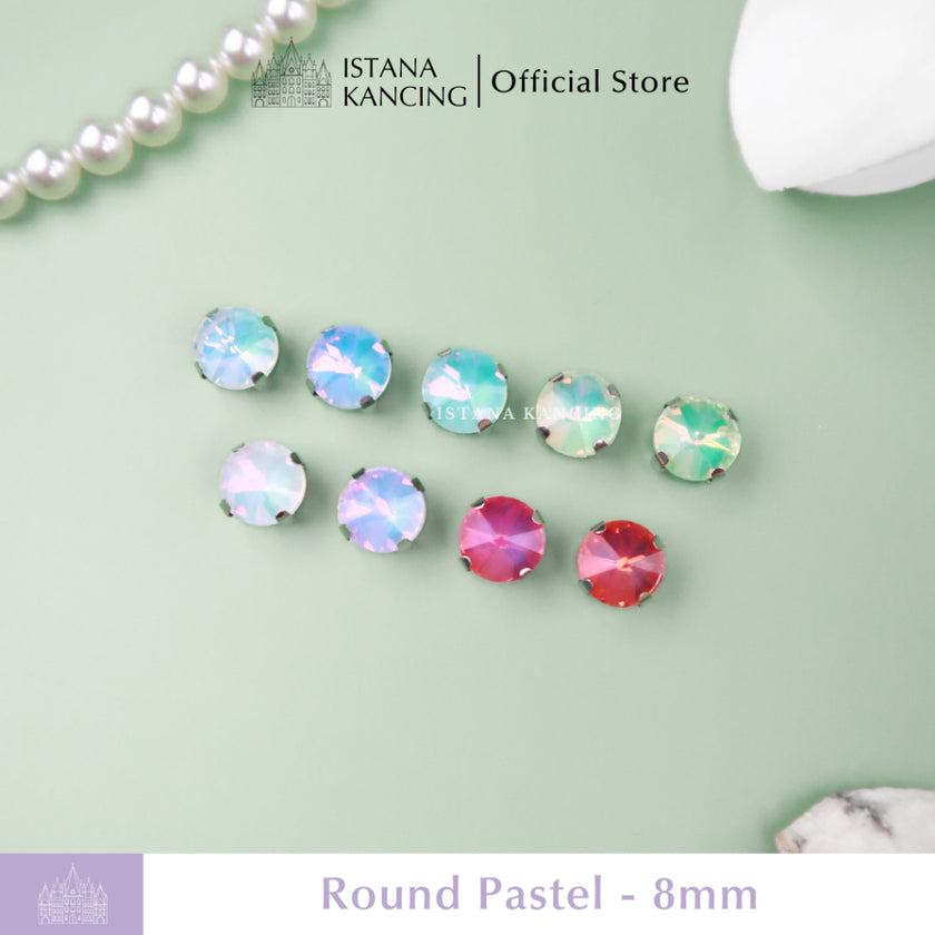 Pengaturan Cakar Kristal Pastel Bulat 8mm