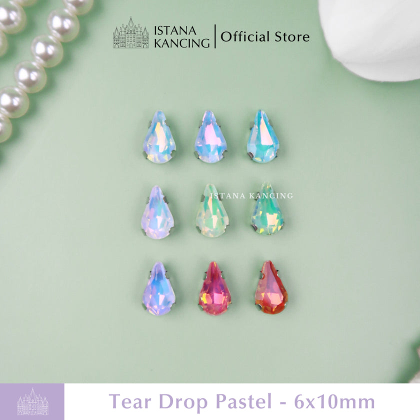 Tear Drop Pastel Crystal Claw Setting 6x10mm
