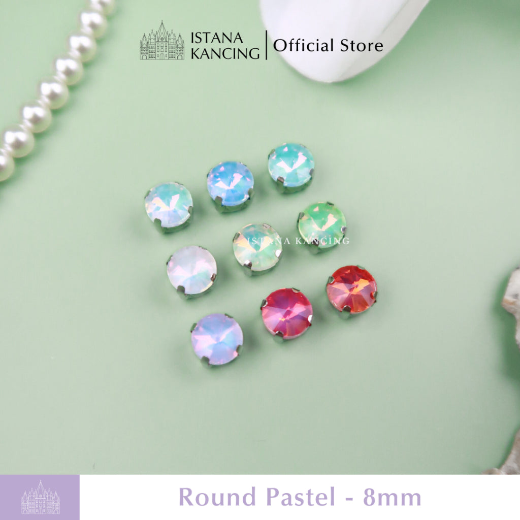 Pengaturan Cakar Kristal Pastel Bulat 8mm