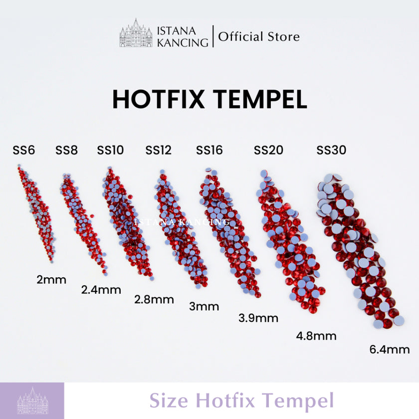 Payet Tempel Mute Gosok Hotfix Rhinestone SS8