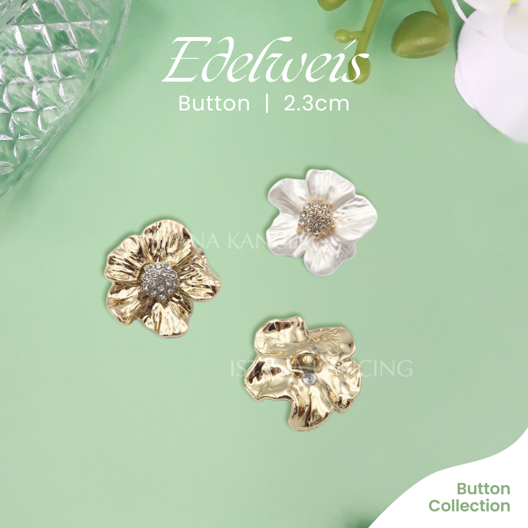 Kancing Jamur Unik Edelweis Button | Aksesoris Blazer Dress Mewah Cantik Premium | Istana Kancing
