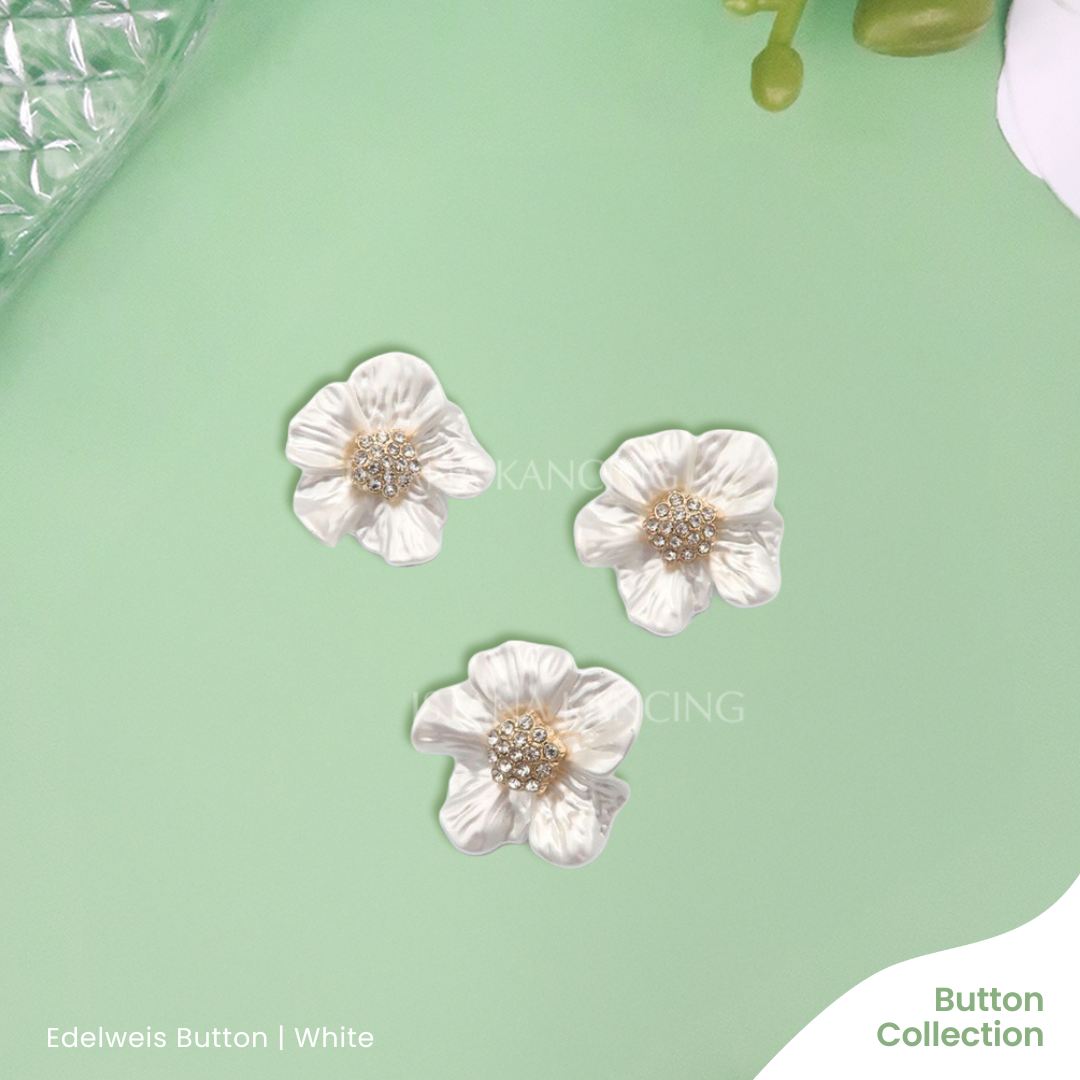 Kancing Jamur Unik Edelweis Button | Aksesoris Blazer Dress Mewah Cantik Premium | Istana Kancing