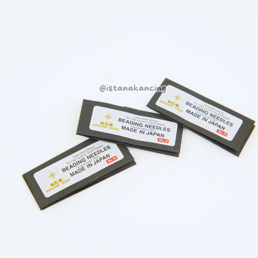 Jarum Jahit Payet Jepang MGB Matsuno Glass Beads Beading Needles No.10, 13, 16