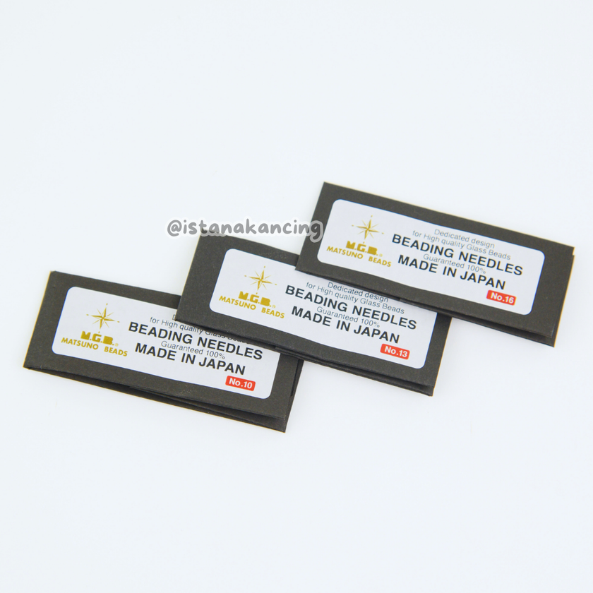 Jarum Jahit Payet Jepang MGB Matsuno Glass Beads Beading Needles No.10, 13, 16