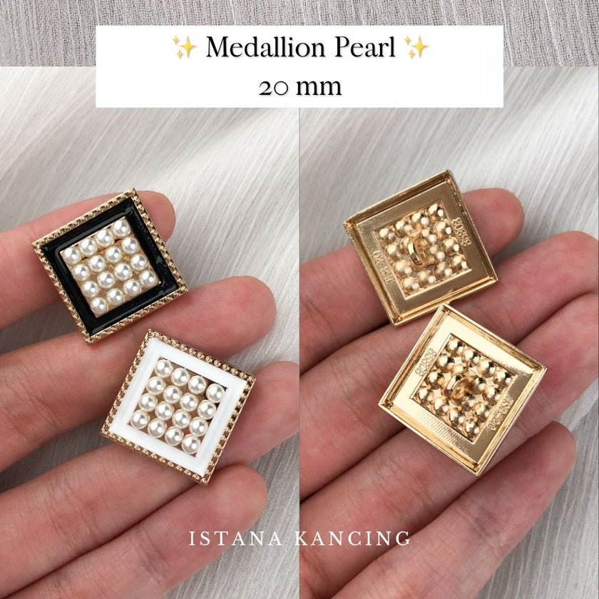 Medalion Square Kancing Pearl 20mm