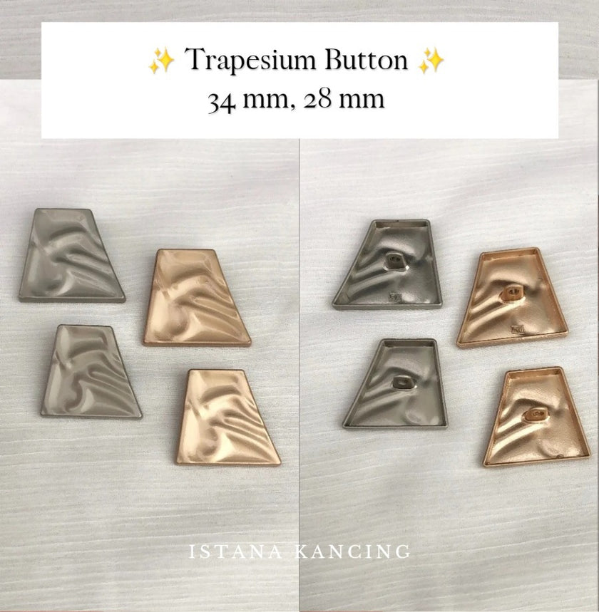 Trapesium Kancing Silver & Gold 28mm & 34mm