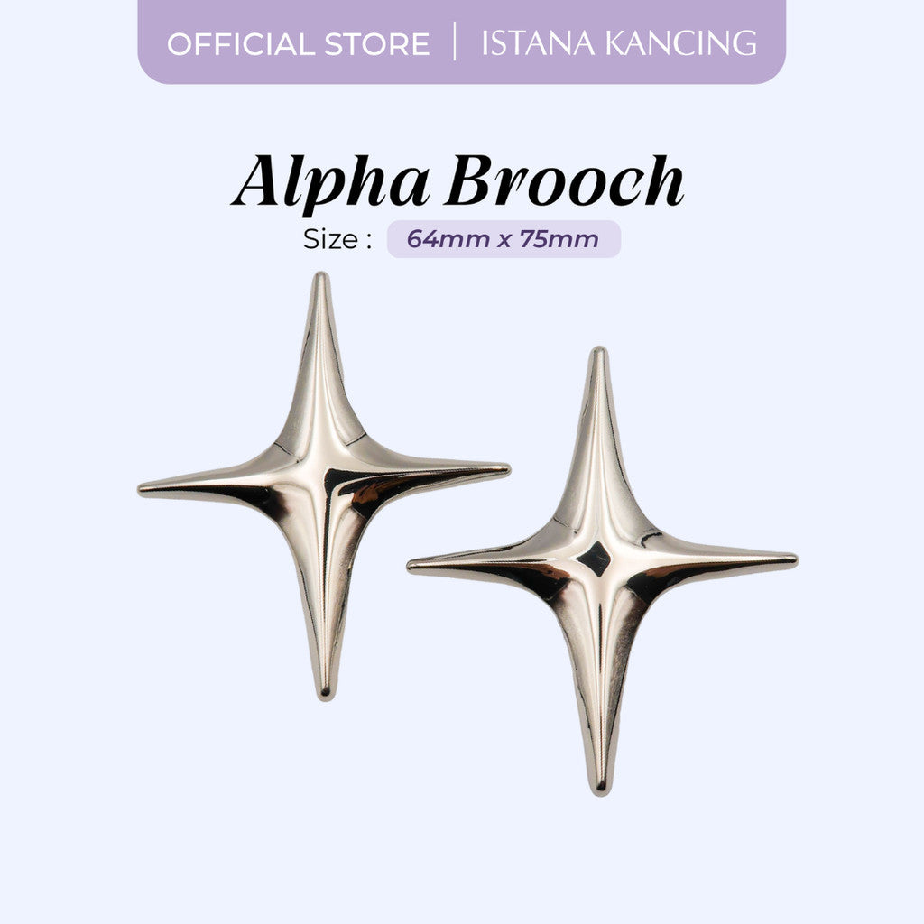 Bros Wanita Alpha Bintang Silver 64mm Mewah Premium Elegan Hijaber Kantoran Pria Wanita ISTANA KANCING