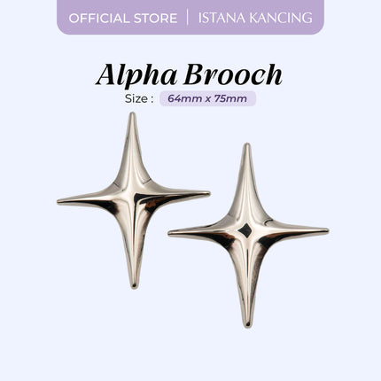 Bros Wanita Alpha Bintang Silver 64mm Mewah Premium Elegan Hijaber Kantoran Pria Wanita ISTANA KANCING